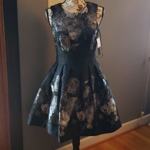 Betsy Adam Black/Silver. A-Line Dress. Size 4